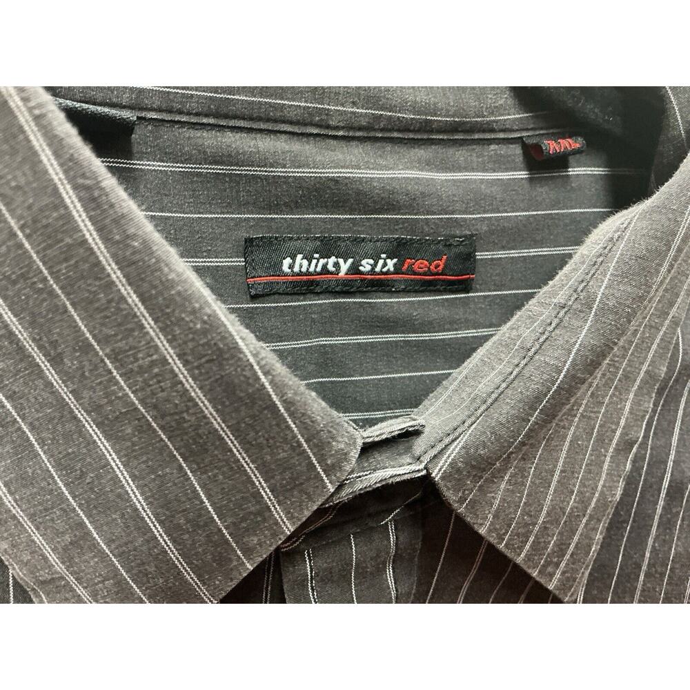 Thirty Six Red Shirt Mens XXL Button Up Long Sleeve Striped Gray Shirt - Picture 5 of 11